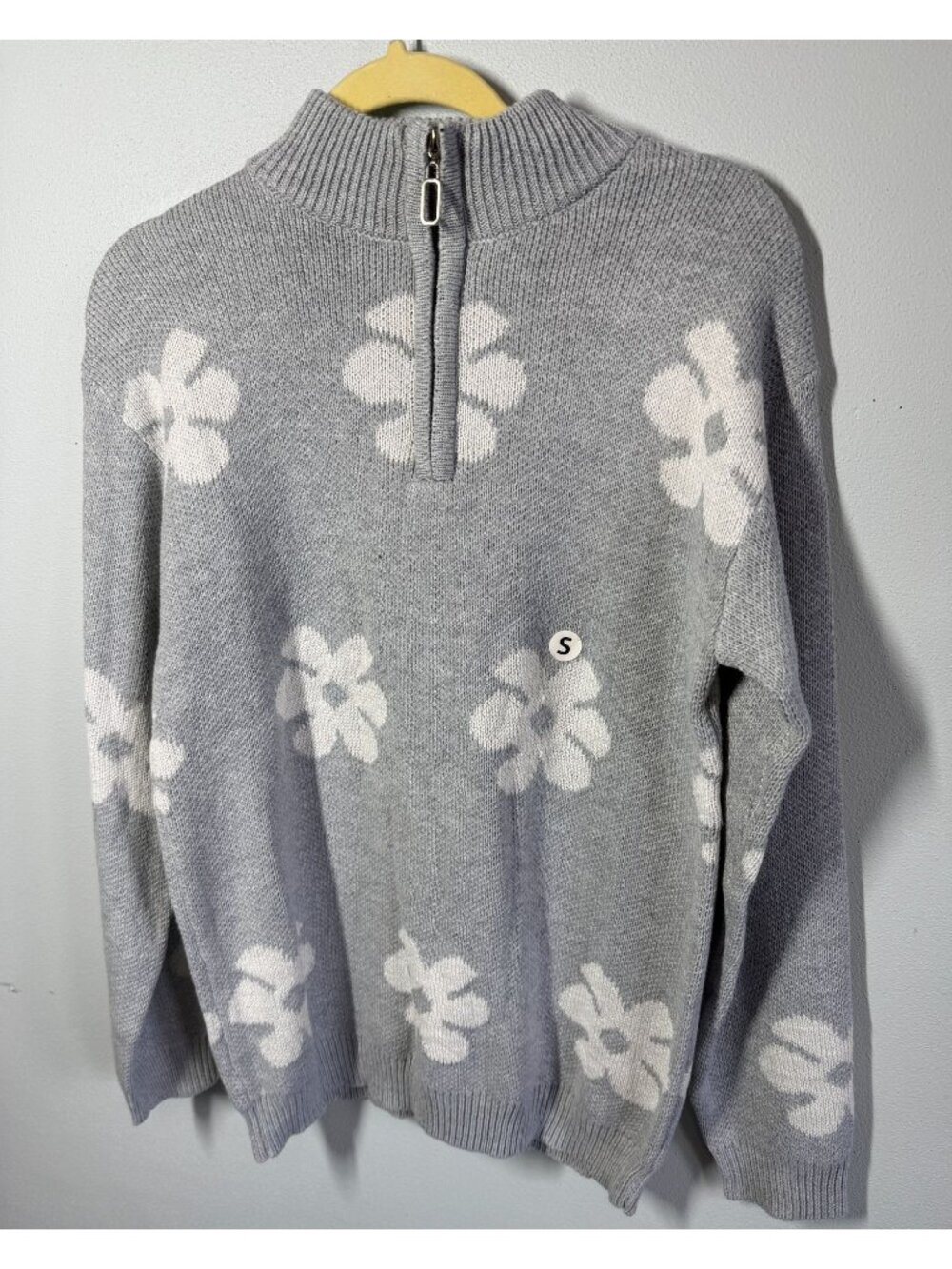 NWT Papillon Quarter Zip Floral Knit Sweater Small Coastal Grandma Soft Girl Coz